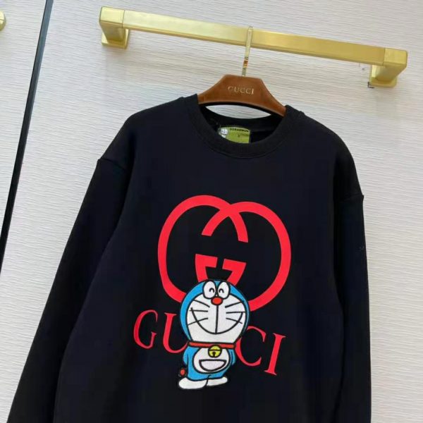 Gucci Men Doraemon x Gucci Cotton Sweatshirt Crewneck Oversized Fit-Black (11)
