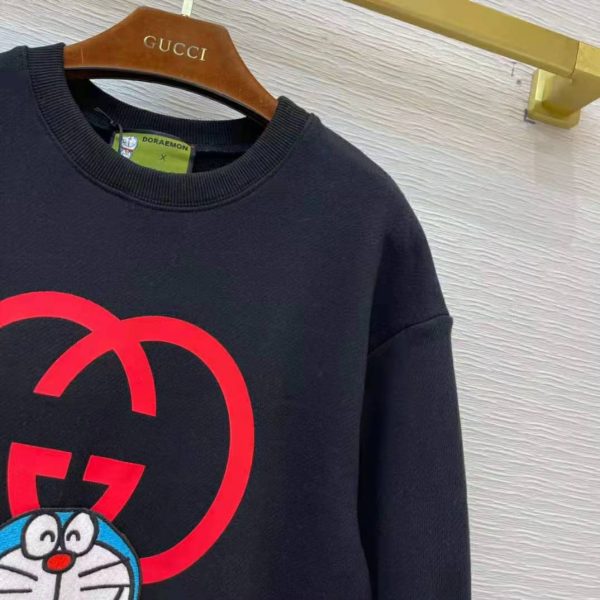 Gucci Men Doraemon x Gucci Cotton Sweatshirt Crewneck Oversized Fit-Black (12)