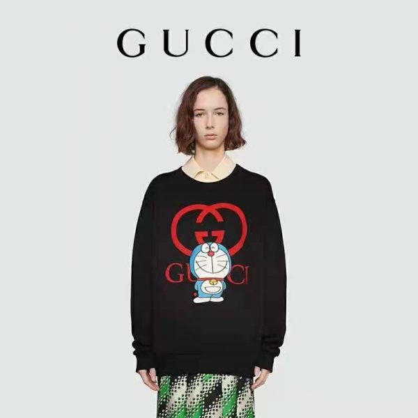 Gucci Men Doraemon x Gucci Cotton Sweatshirt Crewneck Oversized Fit-Black (6)