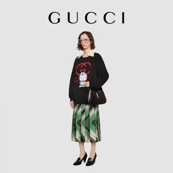 Gucci Men Doraemon x Gucci Cotton Sweatshirt Crewneck Oversized Fit-Black (8)