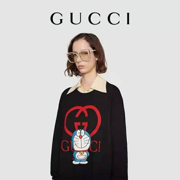 Gucci Men Doraemon x Gucci Cotton Sweatshirt Crewneck Oversized Fit-Black (9)