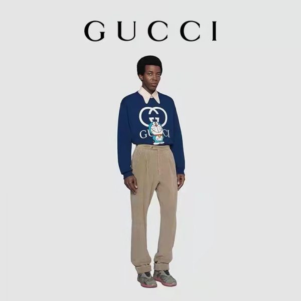 Gucci Men Doraemon x Gucci Cotton Sweatshirt Crewneck Oversized Fit-Navy (12)