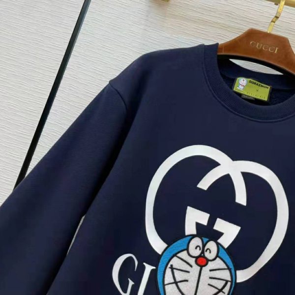 Gucci Men Doraemon x Gucci Cotton Sweatshirt Crewneck Oversized Fit-Navy (4)