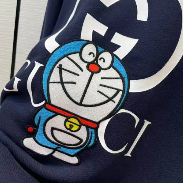 Gucci Men Doraemon x Gucci Cotton Sweatshirt Crewneck Oversized Fit-Navy (5)