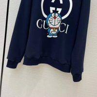 Gucci Men Doraemon x Gucci Cotton Sweatshirt Crewneck Oversized Fit-Navy