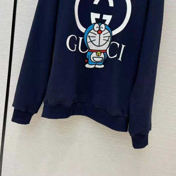 Gucci Men Doraemon x Gucci Cotton Sweatshirt Crewneck Oversized Fit-Navy (6)
