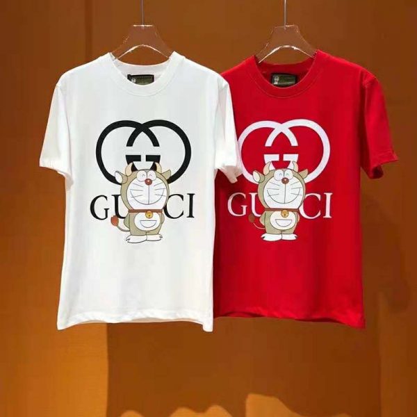 Gucci Men Doraemon x Gucci Oversize T-Shirt Crewneck Red Cotton Jersey (1)