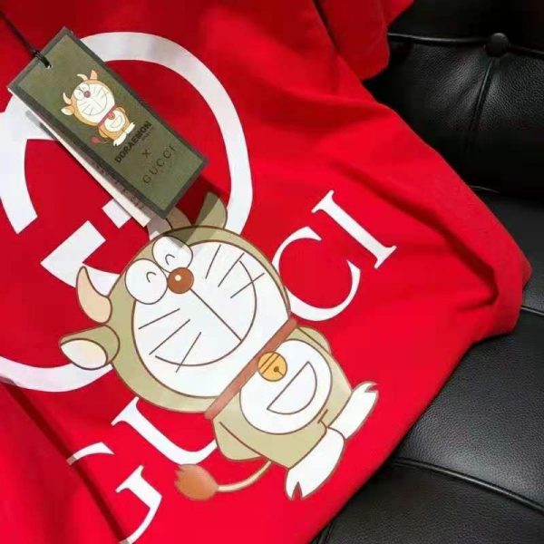 Gucci Men Doraemon x Gucci Oversize T-Shirt Crewneck Red Cotton Jersey (11)