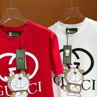 Gucci Women Doraemon x Gucci Oversize T-Shirt Crewneck Red Cotton Jersey