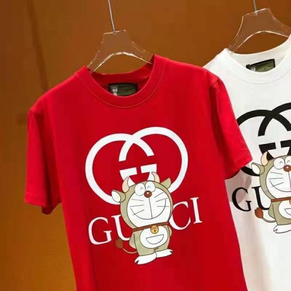 Gucci Men Doraemon x Gucci Oversize T-Shirt Crewneck Red Cotton Jersey (6)