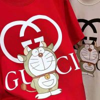 Gucci Women Doraemon x Gucci Oversize T-Shirt Crewneck Red Cotton Jersey