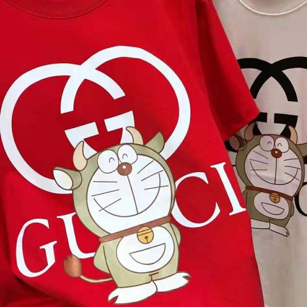 Gucci Men Doraemon x Gucci Oversize T-Shirt Crewneck Red Cotton Jersey (8)