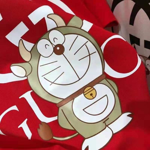 Gucci Men Doraemon x Gucci Oversize T-Shirt Crewneck Red Cotton Jersey (9)