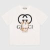 Gucci Men Doraemon x Gucci Oversize T-Shirt Ivory Cotton Jersey Crewneck