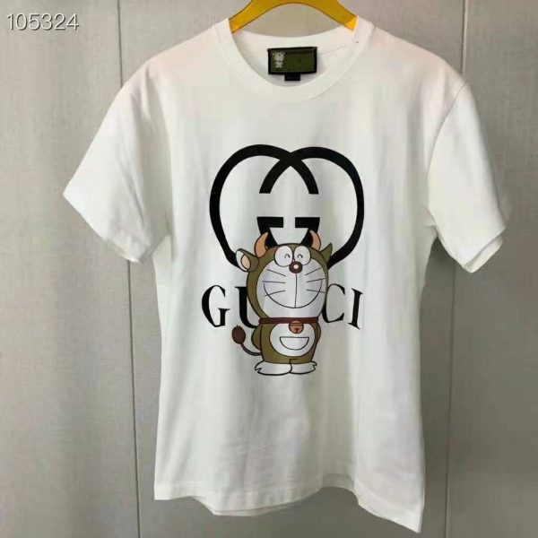 Gucci Men Doraemon x Gucci Oversize T-Shirt Ivory Cotton Jersey Crewneck (2)