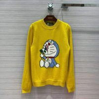 Gucci Men Doraemon x Gucci Wool Sweater Yellow Wool Crewneck