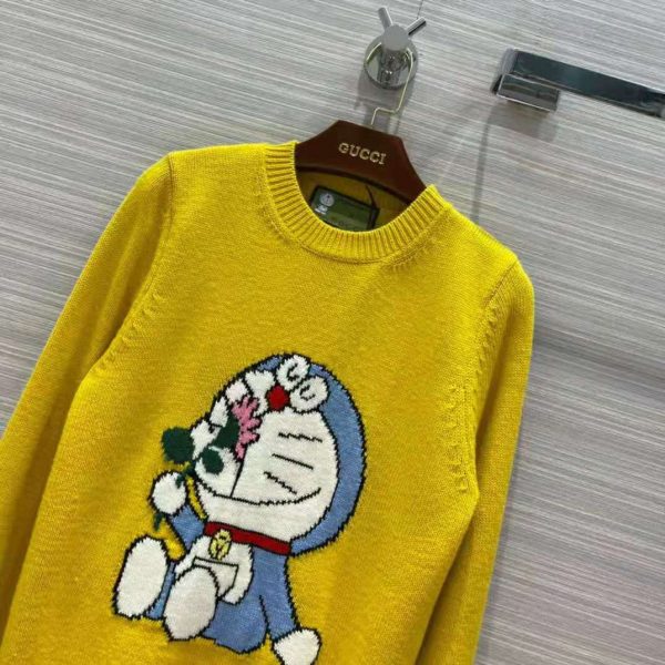 Gucci Men Doraemon x Gucci Wool Sweater Yellow Wool Crewneck (3)
