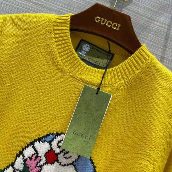 Gucci Men Doraemon x Gucci Wool Sweater Yellow Wool Crewneck (4)