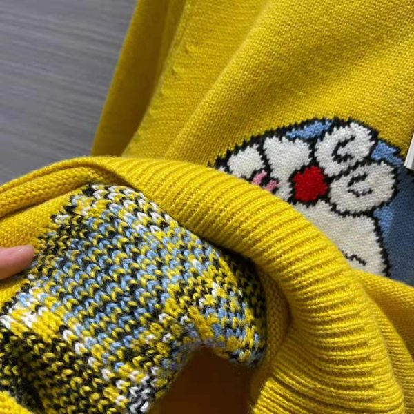 Gucci Men Doraemon x Gucci Wool Sweater Yellow Wool Crewneck (8)