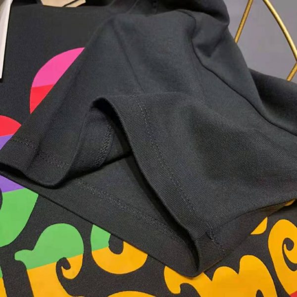 Gucci Men Gucci Prodige D’Amour Print T-Shirt Cotton Crewneck Oversize Fit-Black (11)