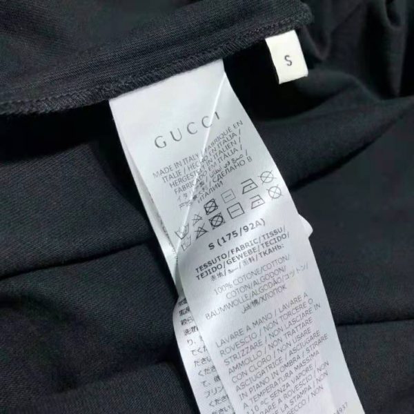 Gucci Men Gucci Prodige D’Amour Print T-Shirt Cotton Crewneck Oversize Fit-Black (12)