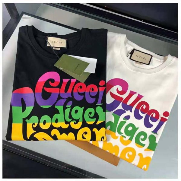 Gucci Men Gucci Prodige D’Amour Print T-Shirt Cotton Crewneck Oversize Fit-Black (7)