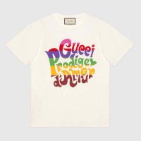 Gucci Men Gucci Prodige D’Amour Print T-shirt Cotton Crewneck Oversize Fit