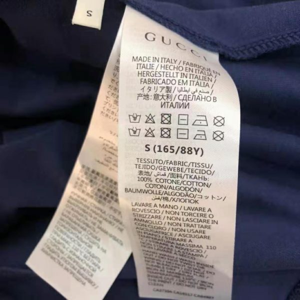 Gucci Men Interlocking G Stripe Print T-Shirt Cotton Jersey Crewneck Oversize Fit-Navy (11)