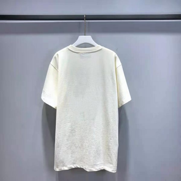 Gucci Men Interlocking G Stripe Print T-Shirt Cotton Jersey Crewneck Oversize Fit-White (6)