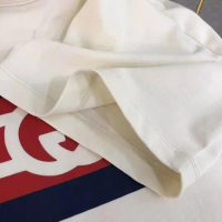 Gucci Men Interlocking G Stripe Print T-Shirt Cotton Jersey Crewneck Oversize Fit-White