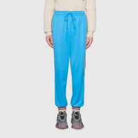 Gucci Women Technical Jersey Jogging Pant with Web Interlocking G-Blue