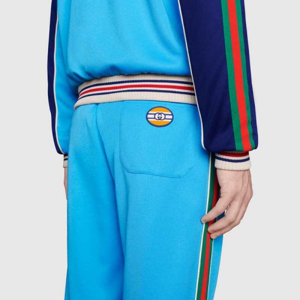 Gucci Men Technical Jersey Jogging Pant with Web Interlocking G-Blue (12)