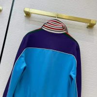 Gucci Men Technical Jersey Zip-Up Jacket with Web Interlocking G-Blue
