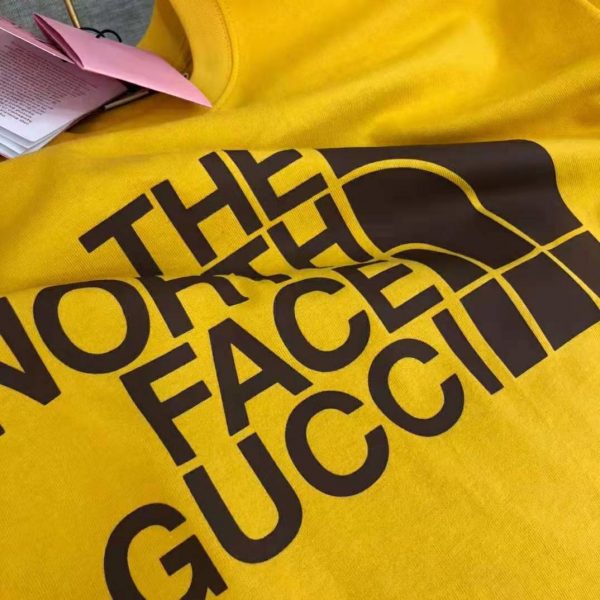 Gucci Men The North Face x Gucci Oversize T-Shirt Cotton Jersey Crewneck-Yellow (13)