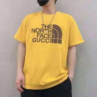 Gucci Men The North Face x Gucci Oversize T-Shirt Cotton Jersey Crewneck-Yellow