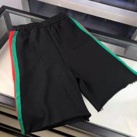 Gucci Men The North Face x Gucci Web Print Cotton Shorts Green Red Web-Black