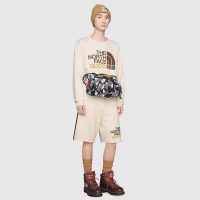 Gucci Men The North Face x Gucci Web Print Cotton Shorts Green Red Web-White