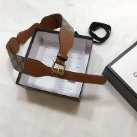 Gucci Unisex Belt with Leather and Horsebit 4 cm Width Beige GG Supreme Canvas