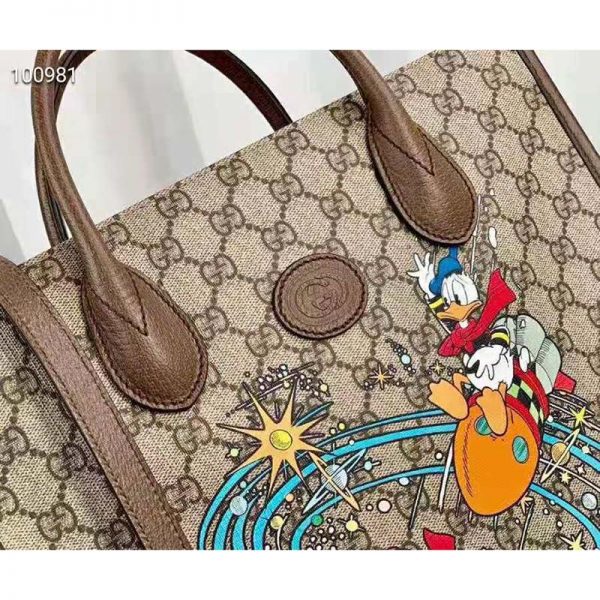 Gucci Unisex Disney x Gucci Donald Duck Tote Bag Beige GG Supreme Canvas (3)