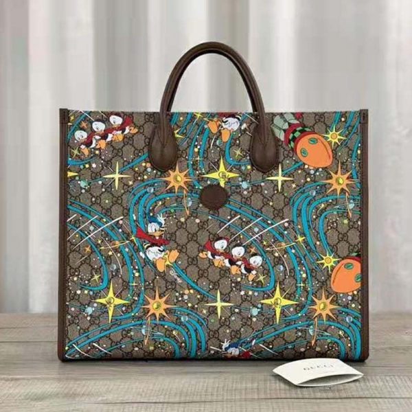 Gucci Unisex Disney x Gucci Donald Duck Tote Bag GG Supreme Canvas-Beige (4)