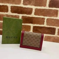 Gucci Unisex Doraemon x Gucci Card Case Beige/Ebony Mini GG Supreme Canvas