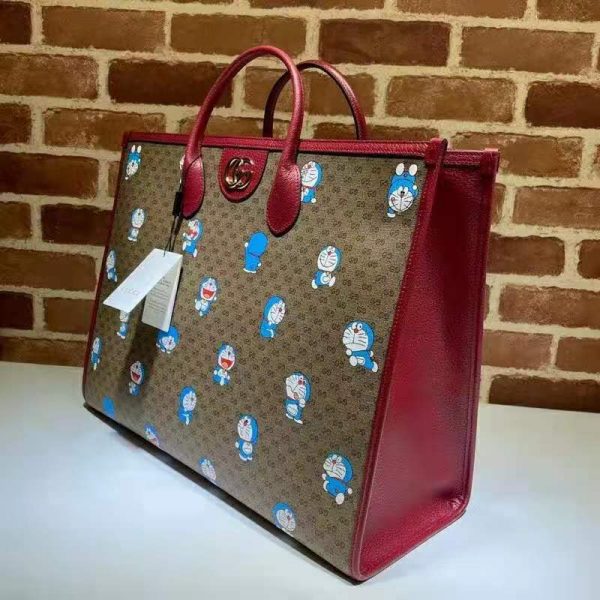 Gucci Unisex Doraemon x Gucci Large Tote Bag BeigeEbony Mini GG Supreme Canvas (1)