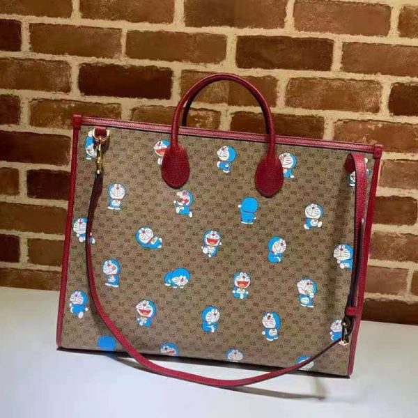 Gucci Unisex Doraemon x Gucci Large Tote Bag BeigeEbony Mini GG Supreme Canvas (2)