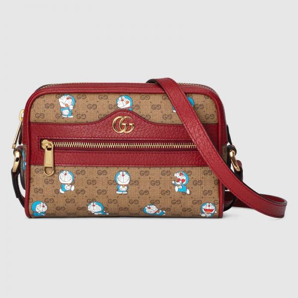 Gucci Unisex Doraemon x Gucci Mini Bag Beige/Ebony Mini GG Supreme Canvas