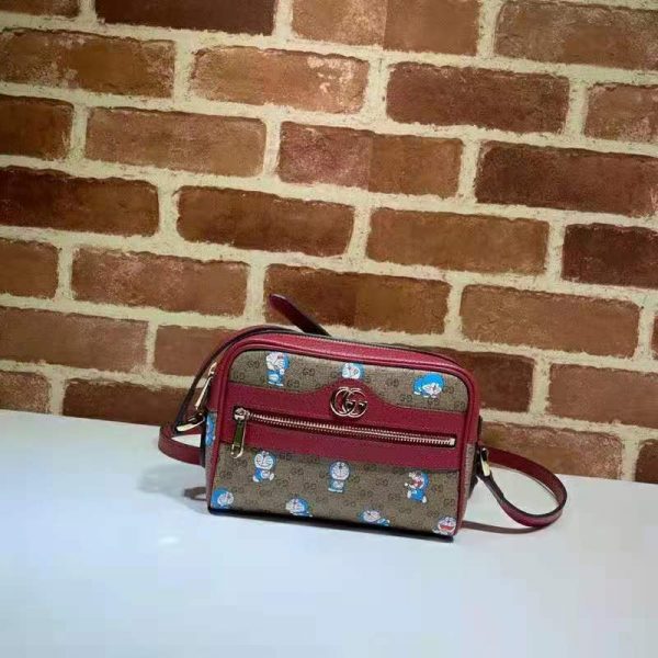 Gucci Unisex Doraemon x Gucci Mini Bag BeigeEbony Mini GG Supreme Canvas (9)