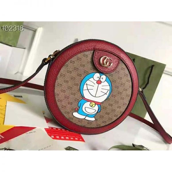 Gucci Unisex Doraemon x Gucci Shoulder Bag BeigeEbony Mini GG Supreme Canvas (2)