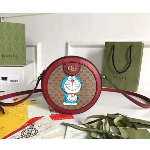 Gucci Unisex Doraemon x Gucci Shoulder Bag BeigeEbony Mini GG Supreme Canvas (3)