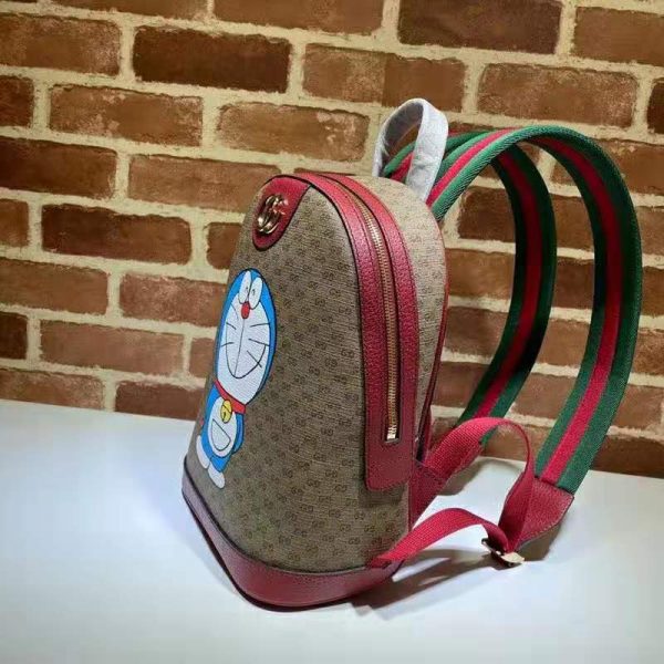 Gucci Unisex Doraemon x Gucci Small Backpack BeigeEbony Mini GG Supreme Canvas (12)