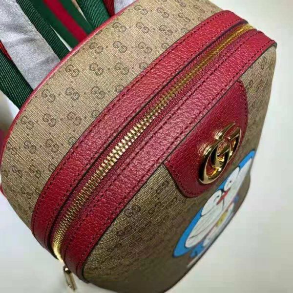 Gucci Unisex Doraemon x Gucci Small Backpack BeigeEbony Mini GG Supreme Canvas (5)