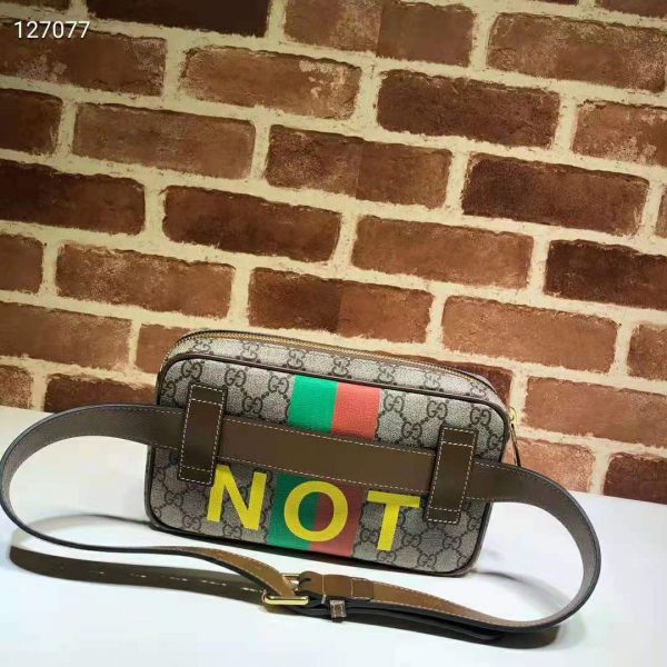 Gucci Unisex ‘FakeNot’ Print Belt Bag Beige and Ebony GG Supreme Canvas (1)